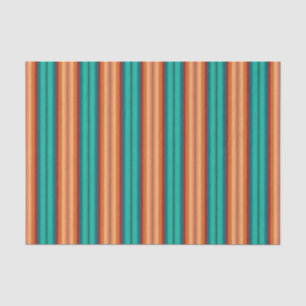 Southwestern Orange Red Turquoise Rainbow Stripes Tissue Paper