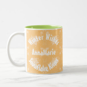 Southwestern Orange Topaz and Snowflakes Two-Tone Coffee Mug