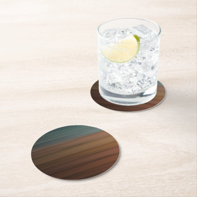 Southwestern Painted Desert Faux Wood  Round Paper Coaster (Insitu)