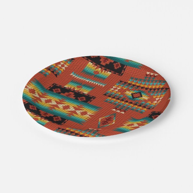 Southwestern pattern party paper plates (Angled)