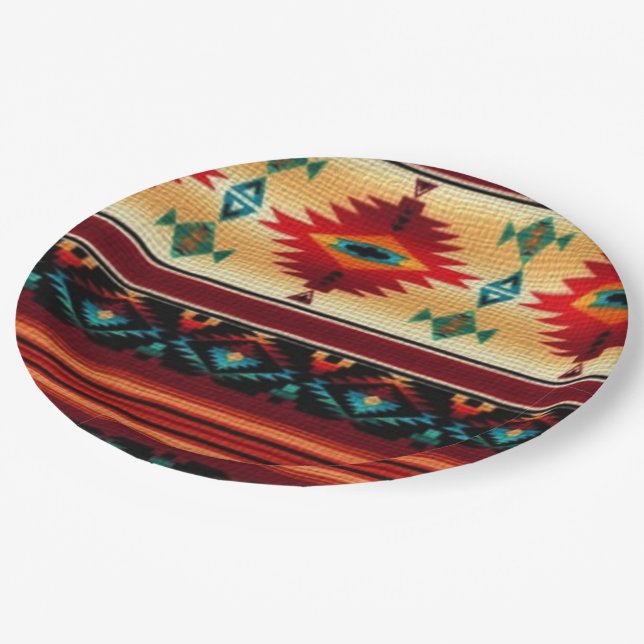 Southwestern pattern party paper plates (Angled)
