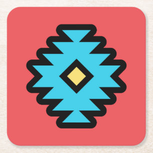 Southwestern Pop-Art Design Square Paper Coaster