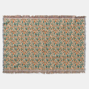 Southwestern Potted Cactus Blanket with Tassels