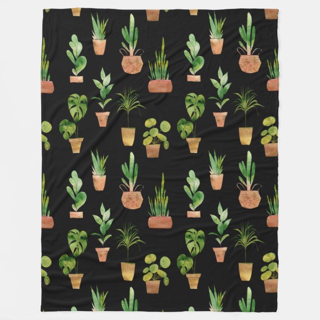 Southwestern Potted Plants Fleece Blanket (Front)
