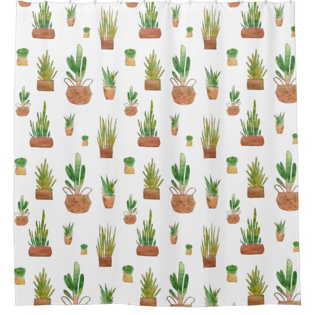 Southwestern Potted Plants Shower Curtain (Front)