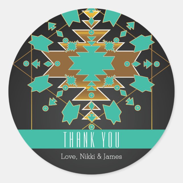 Southwestern Ranch Turquoise Black Gold Stickers (Front)