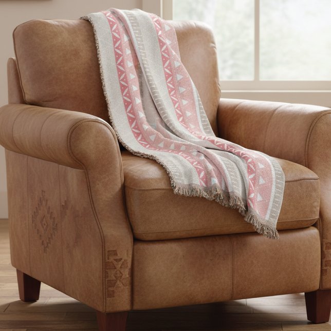 Southwestern Rose Pink Geometric Pattern Throw Blanket (Creator Uploaded)