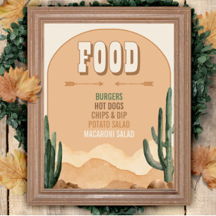 Southwestern Rustic Desert Cactus Food Bar Buffet Poster