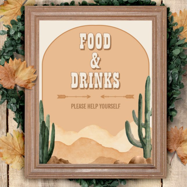 Southwestern Rustic Desert Cactus Food & Drinks Poster (Creator Uploaded)