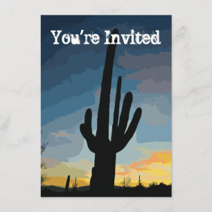 Southwestern Saguaro Cactus Sunset Invitation