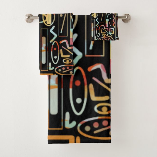 Southwestern Scratch Art Pattern  Bath Towel Set (Insitu)