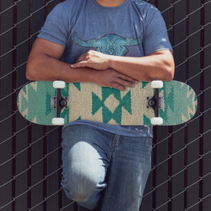 Southwestern Skateboard Deck, Navajo Teal
