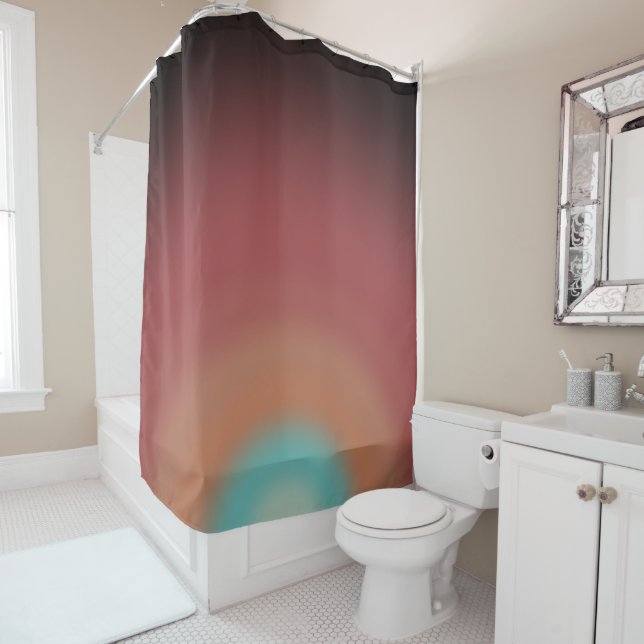 Southwestern Southwest Desert Rainbow Art Design Shower Curtain (In Situ)