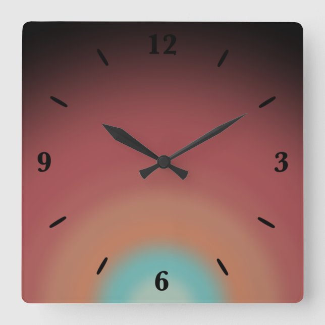 Southwestern Southwest Desert Rainbow Art Design Square Wall Clock (Front)