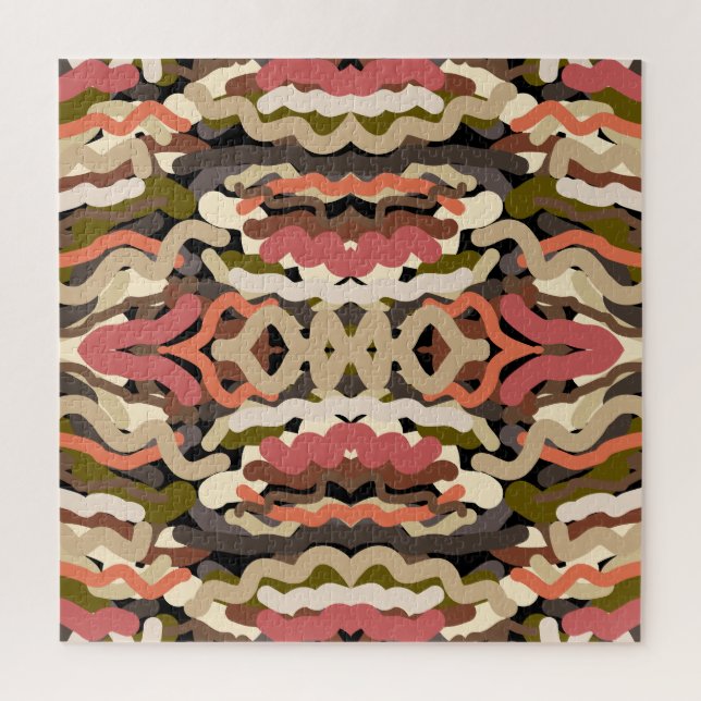 Southwestern Squiggly Wiggly Earth Tone Abstract  Jigsaw Puzzle (Vertical)