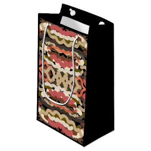 Southwestern Squiggly Wiggly Earth Tone Abstract  Small Gift Bag