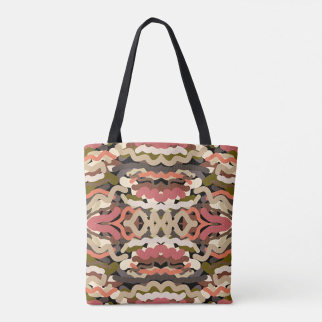 Southwestern Squiggly Wiggly Earth Tone Abstract Tote Bag (Back)