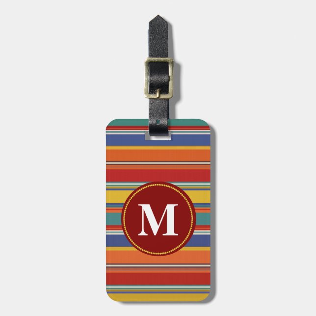 Southwestern Striped Monogram Luggage Tag (Front Vertical)