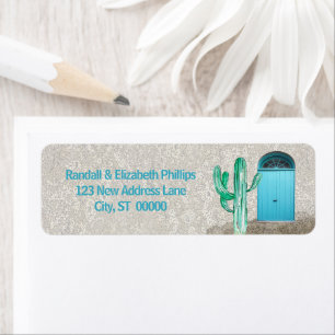 Southwestern Stucco Blue Doors Cactus