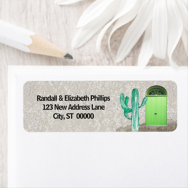 Southwestern Stucco Green Doors Saguaro Cactus (Insitu)