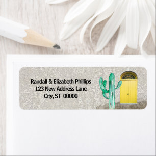 Southwestern Stucco Yellow Doors Saguaro Cactus