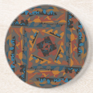 Southwestern Style Abstract Pattern Jagged Design Coaster