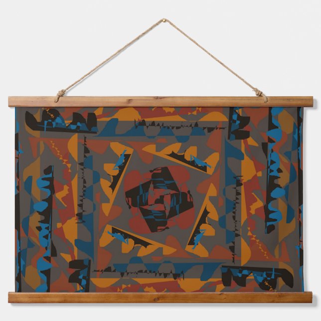 Southwestern Style Abstract Pattern Jagged Design Hanging Tapestry (Front)