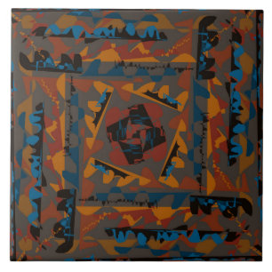 Southwestern Style Abstract Pattern Jagged Design Tile