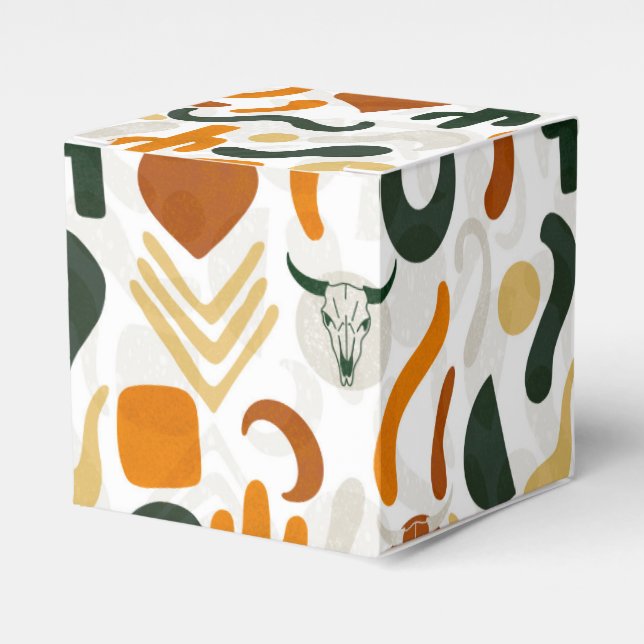 Southwestern style cactus bull skull cowboy hat  favour box (Front Side)