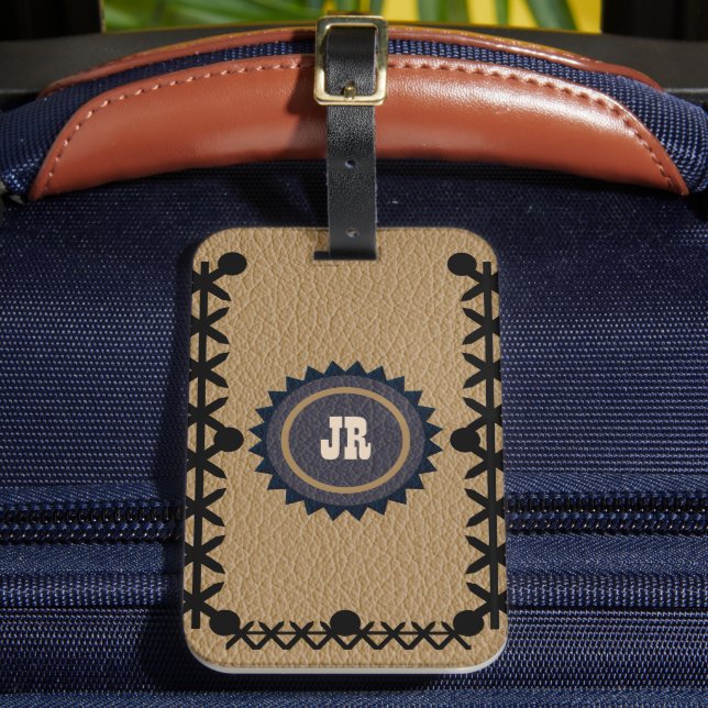 Southwestern Style Leather Look Luggage Tag (Front Insitu 2)