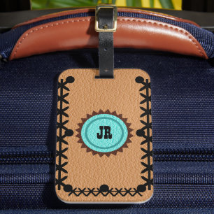 Southwestern Style Leather Look Luggage Tag