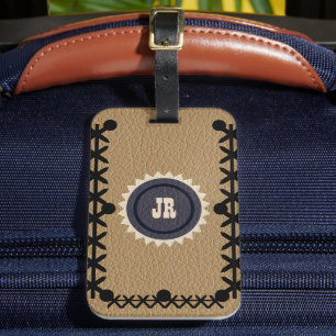 Southwestern Style Leather Look Luggage Tag