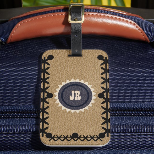 Southwestern Style Leather Look Luggage Tag (Front Insitu 2)
