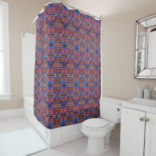 Southwestern Style Pattern in Aqua Blue Pink Shower Curtain