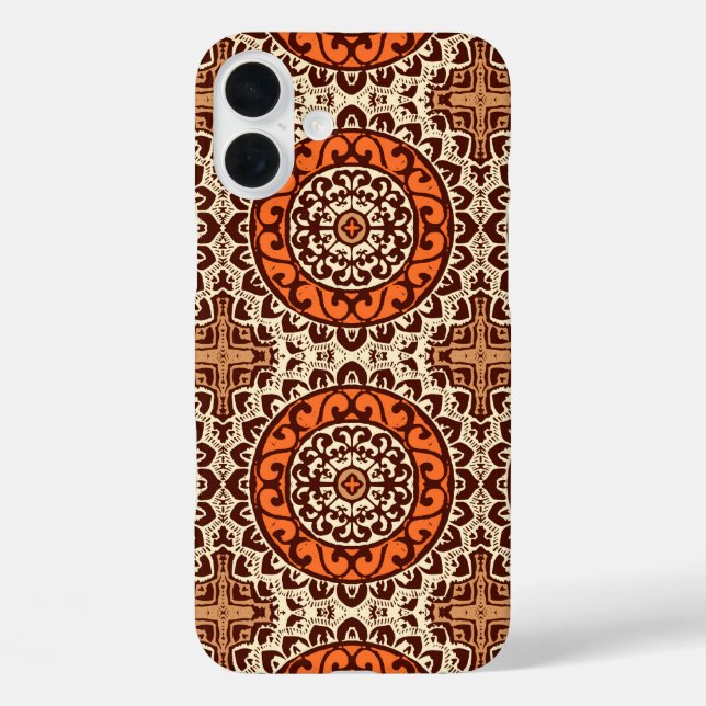 Southwestern Sun Mandala Batik, Rust & Brown Case-Mate iPhone Case (Back)