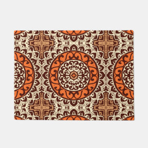 Southwestern Sun Mandala Batik, Rust & Brown Doormat