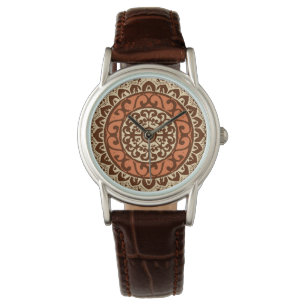 Southwestern Sun Mandala Batik, Rust & Brown Watch