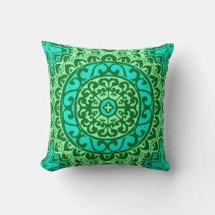 Southwestern Sun Mandala, Lime Green Cushion