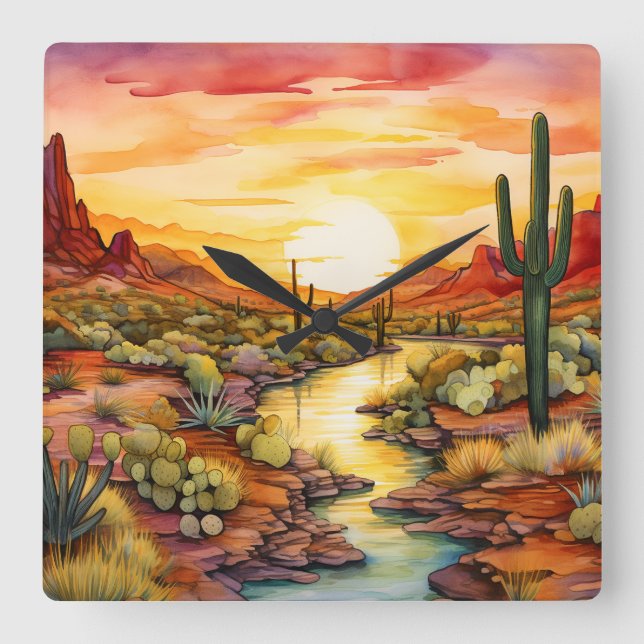 Southwestern Sunset Wall Clock (Front)