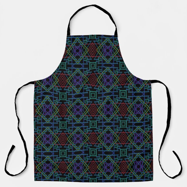 Southwestern Symmetrical Tiled Pattern Line Art Apron (Front)