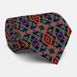 Southwestern Symmetrical Tiled Pattern Line Art Tie