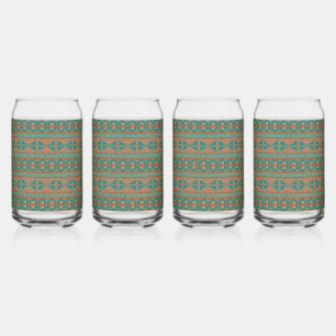 Southwestern Teal Copper Colours Geometric Glass