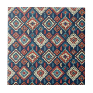 Southwestern Tribal Aztec Geometric Textile Design Tile
