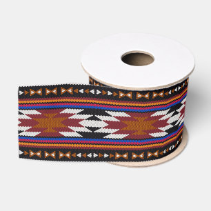 Southwestern tribal geometric pattern native grosgrain ribbon