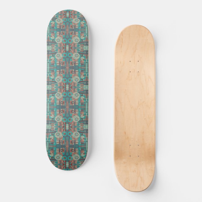 Southwestern Tribal Geometric Shapes Abstract Art Skateboard (Front)