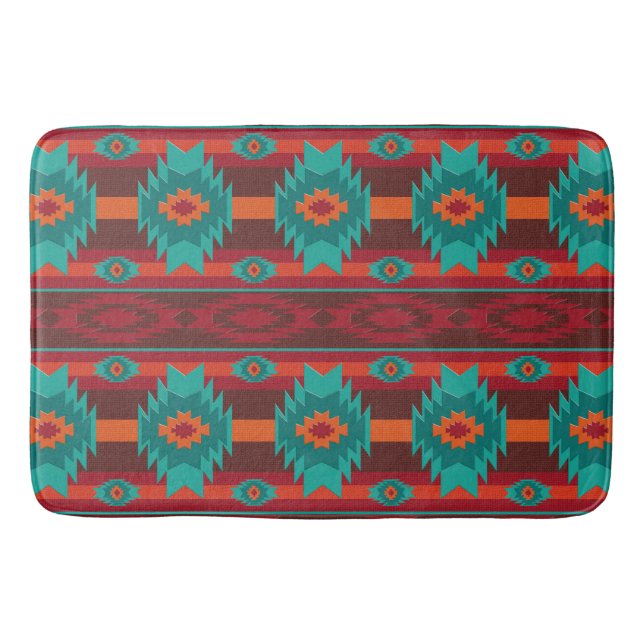 Southwestern tribal pattern bath mat (Front)