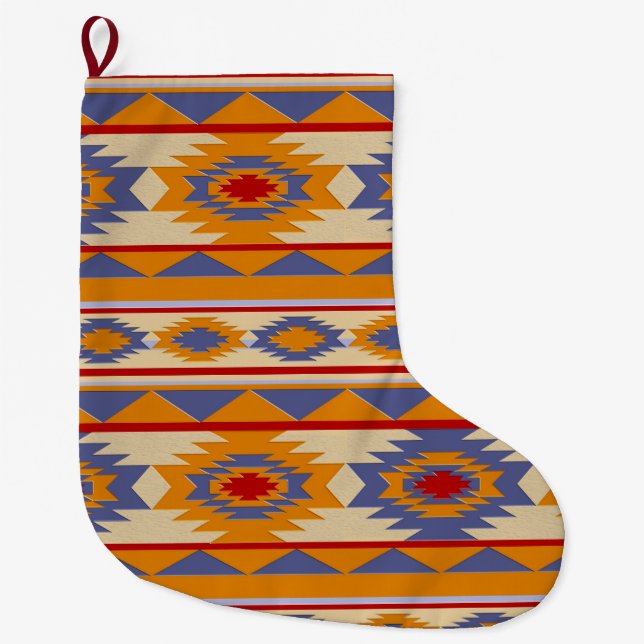 Southwestern tribal pattern large christmas stocking (Front)