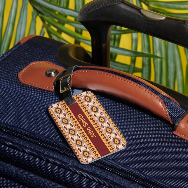 Southwestern tribal pattern luggage tag (Front Insitu 1)