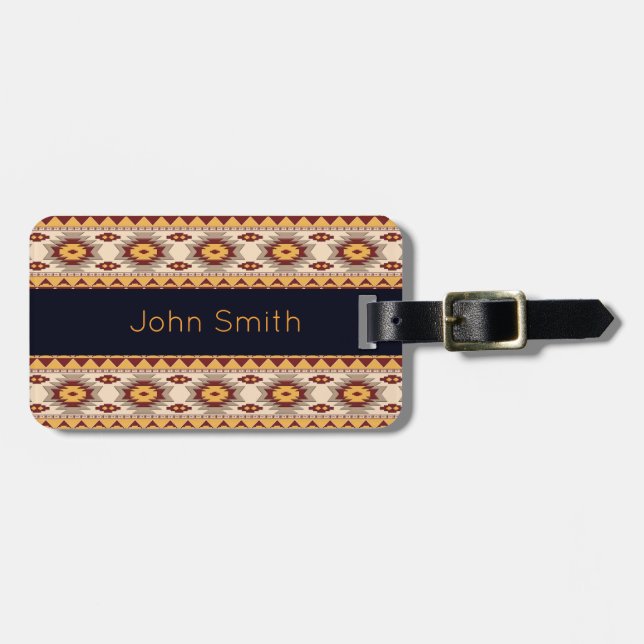 Southwestern tribal pattern luggage tag (Front Horizontal)