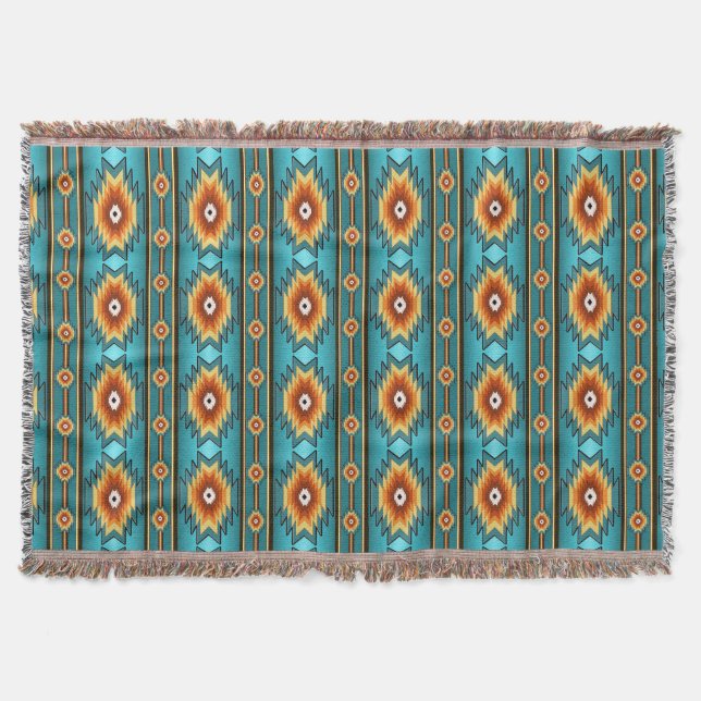 Southwestern tribal pattern throw blanket (Front)